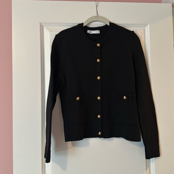 Zara Black Cardigan Button Down size Small - Picture 1 of 5